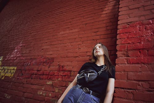 Free stock photo of arch, girl, red brick