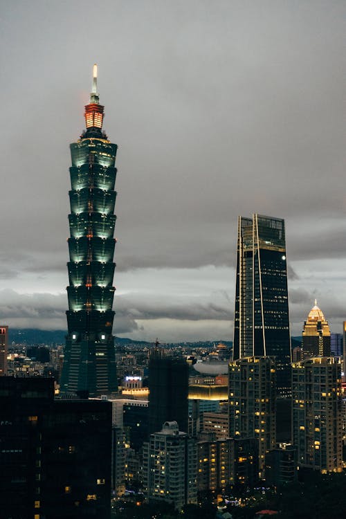 Free City of Taipei under a Gloomy Sky Stock Photo