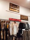 Stylish vintage shop with clothes