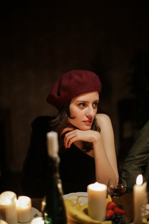 Free Woman in Red Knit Cap Stock Photo