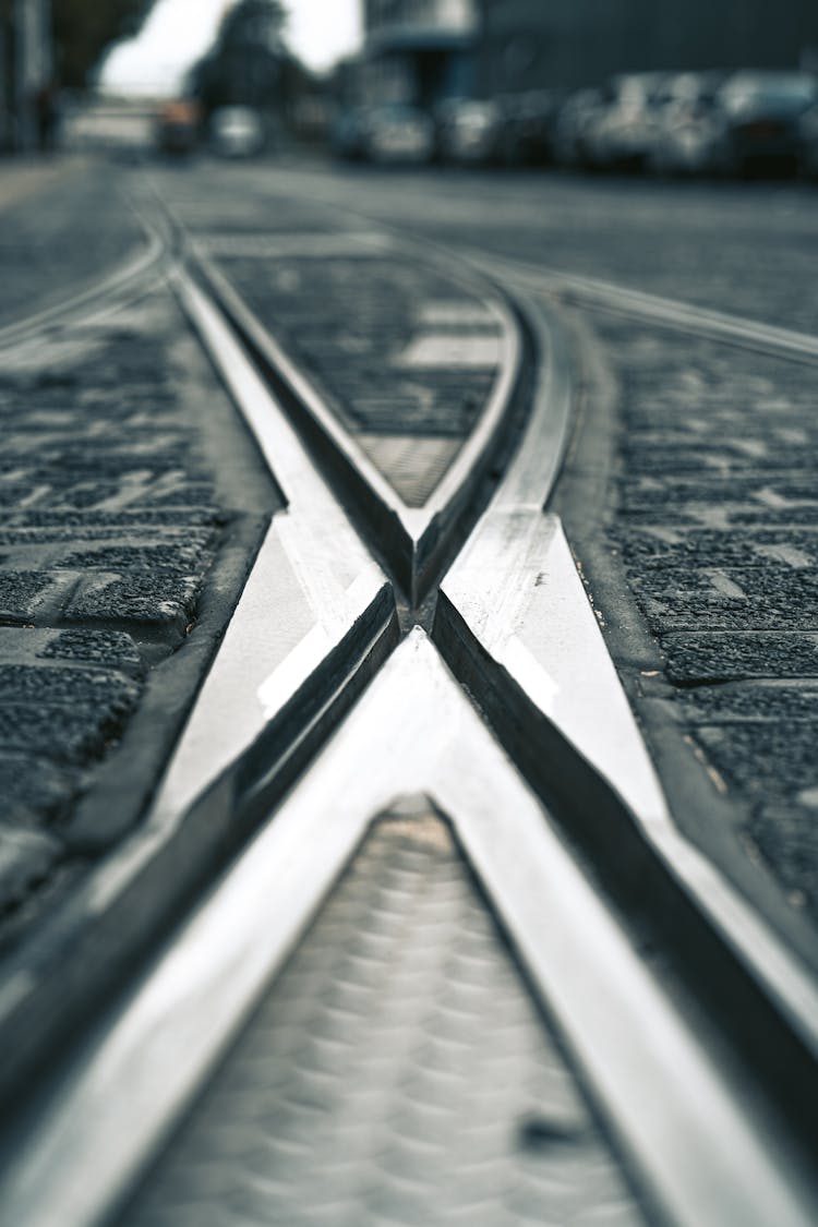 Close-up Of Railway Tracks Crossing