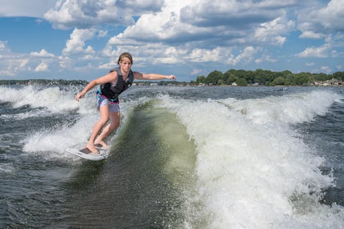 Man Surfing on Wave