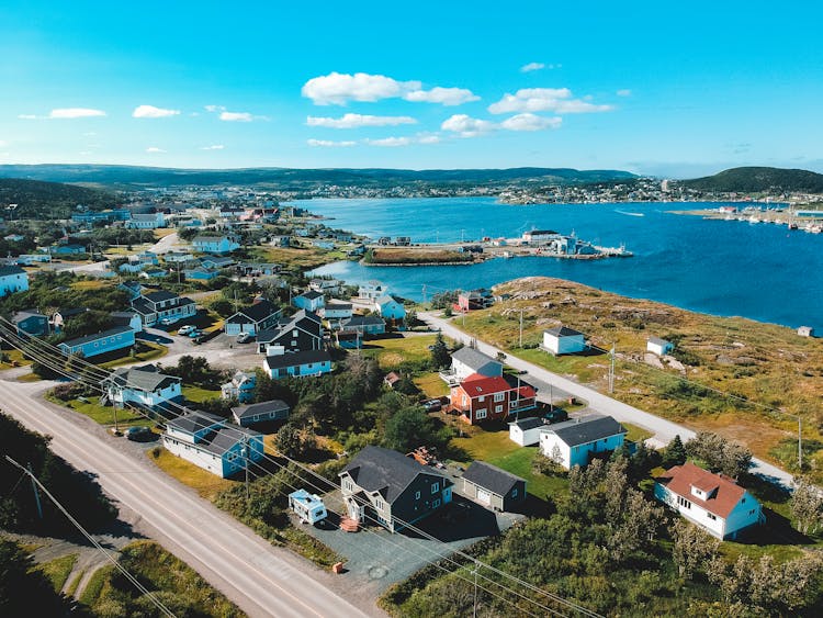 Small Town On Shore In Sunny Day