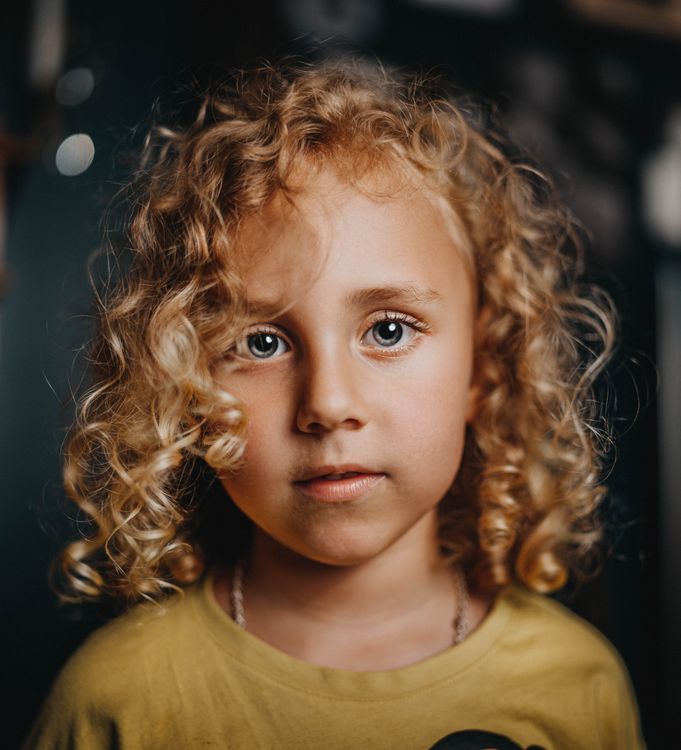 Portrait of a Girl With Beautiful Eyes and Blonde Curly Hair · Free ...