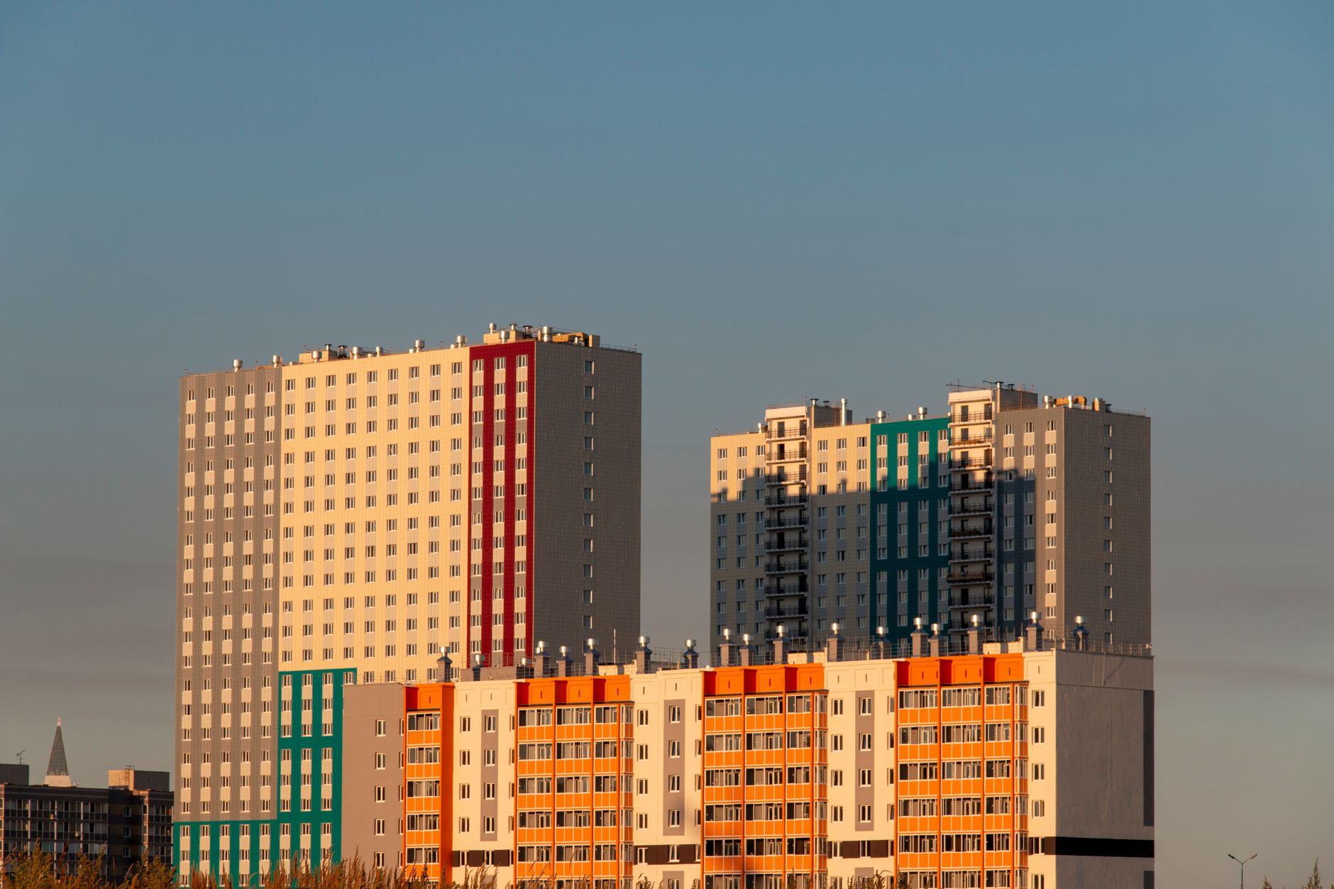 Modern apartment buildings in urban setting