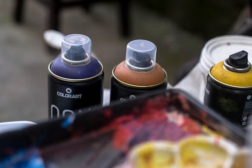 Set of professional paints and sprays for graffiti