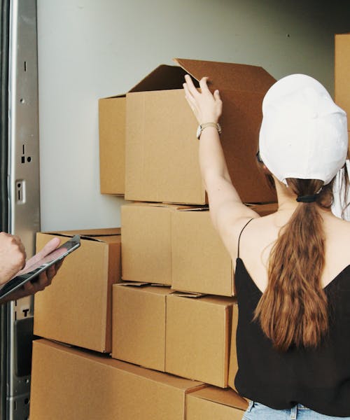 Business professionals receiving delivery