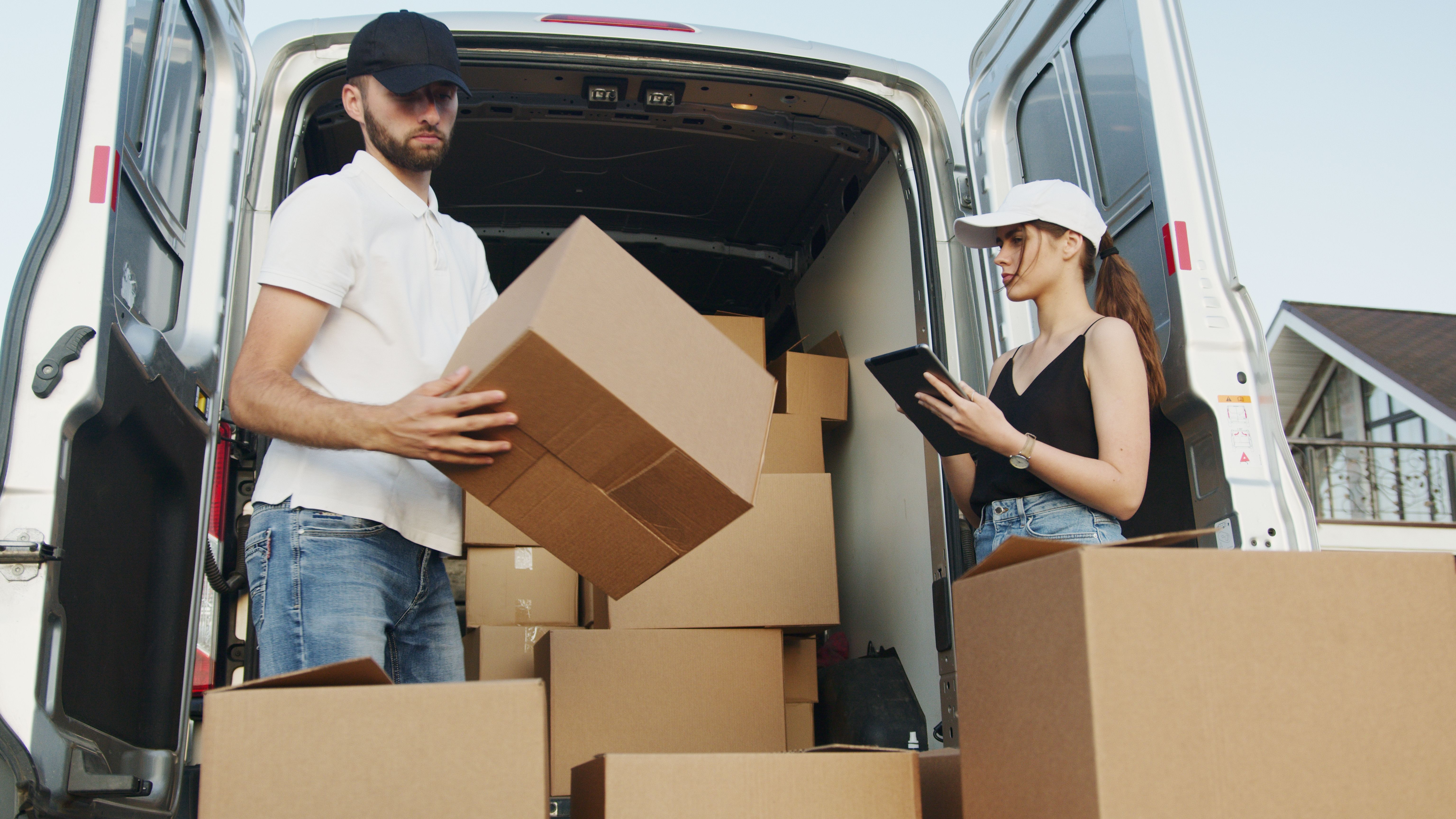 Professional moving team at work