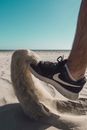 Person Wearing Black and White Nike Running Shoes