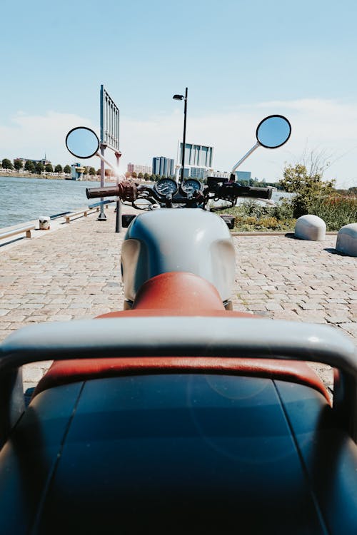 Motorcycle Parked in City 