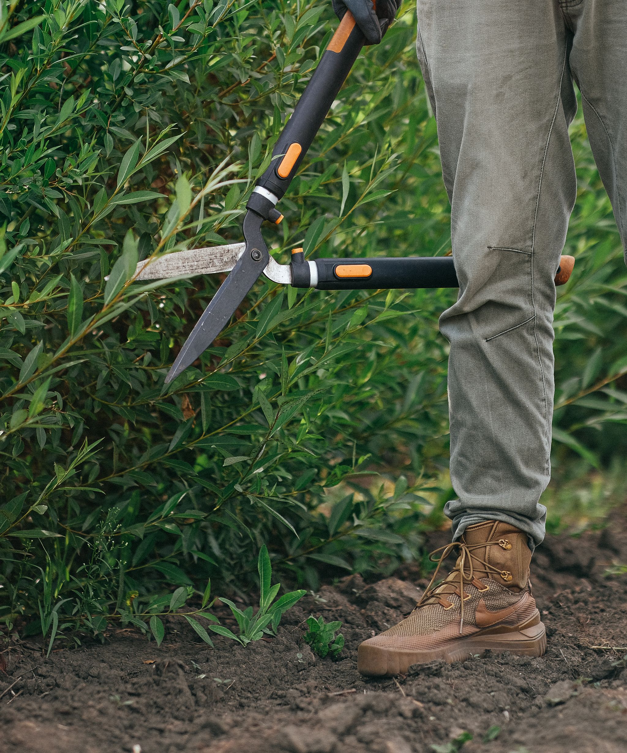 Gardener landscaping a yard
