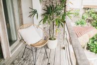 Potted plant and chair on balcony