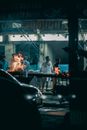 People in a Restaurant With Fire