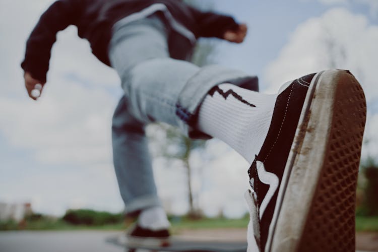 Low-Angle Shot Of Sole Of Person's Shoe