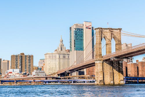 Kostnadsfri bild av blå himmel, brooklyn bridge, byggnader