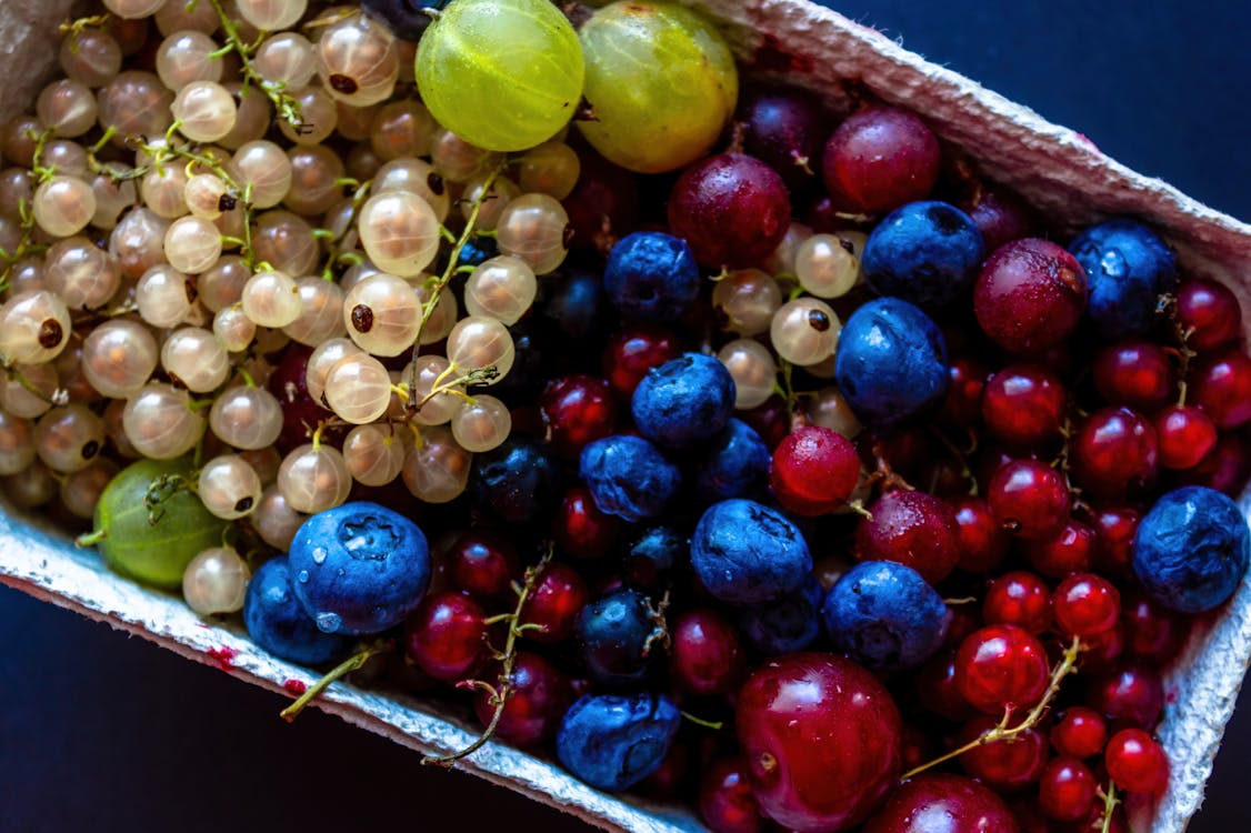 Overhead Shot of Fresh Berries in a Container