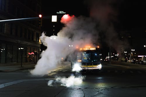 Smoke on the City Street at Night 