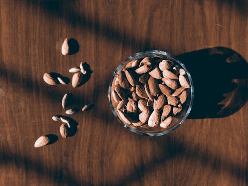 Photos gratuites de aliments, amandes, bol en verre