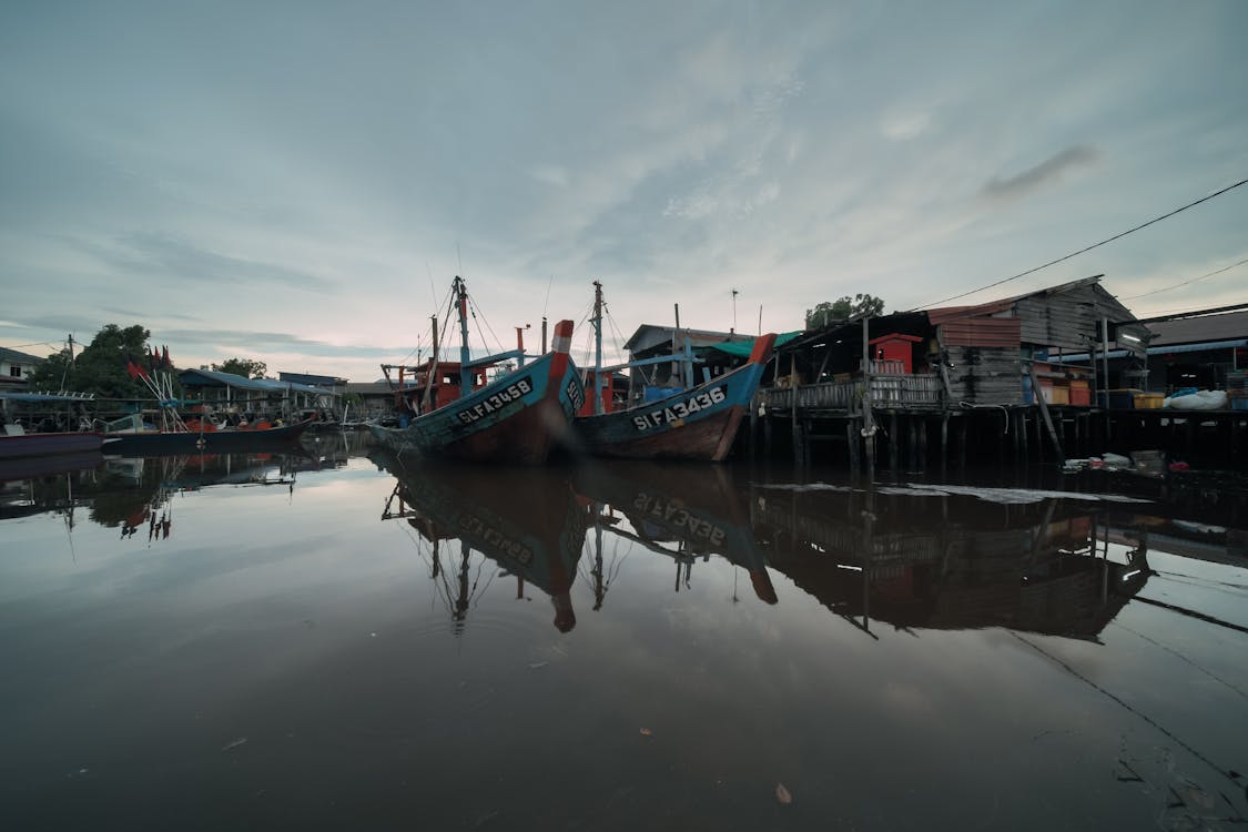 Boats Docked in Harbor