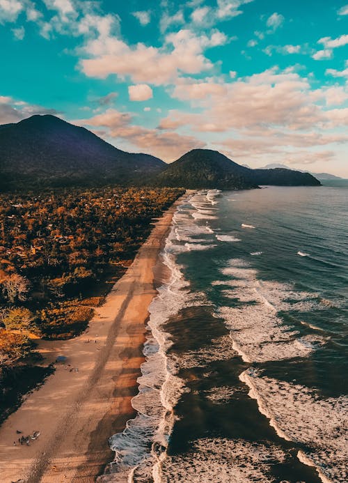 Drone view spectacular coastline in tropical country