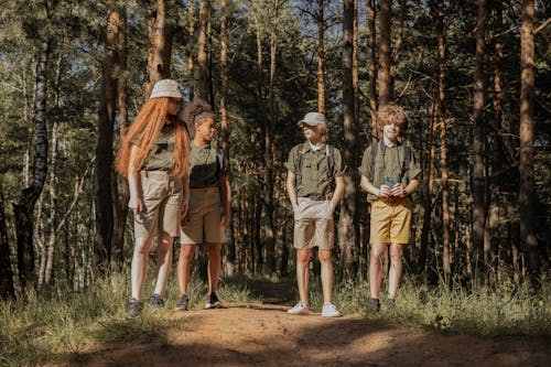 Free Scouts Standing in Forest Stock Photo