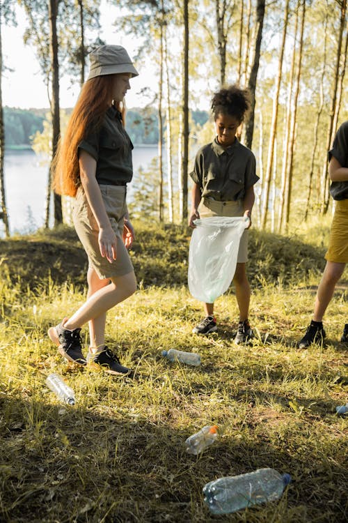 Scouts Cleaning Forest from Garbage