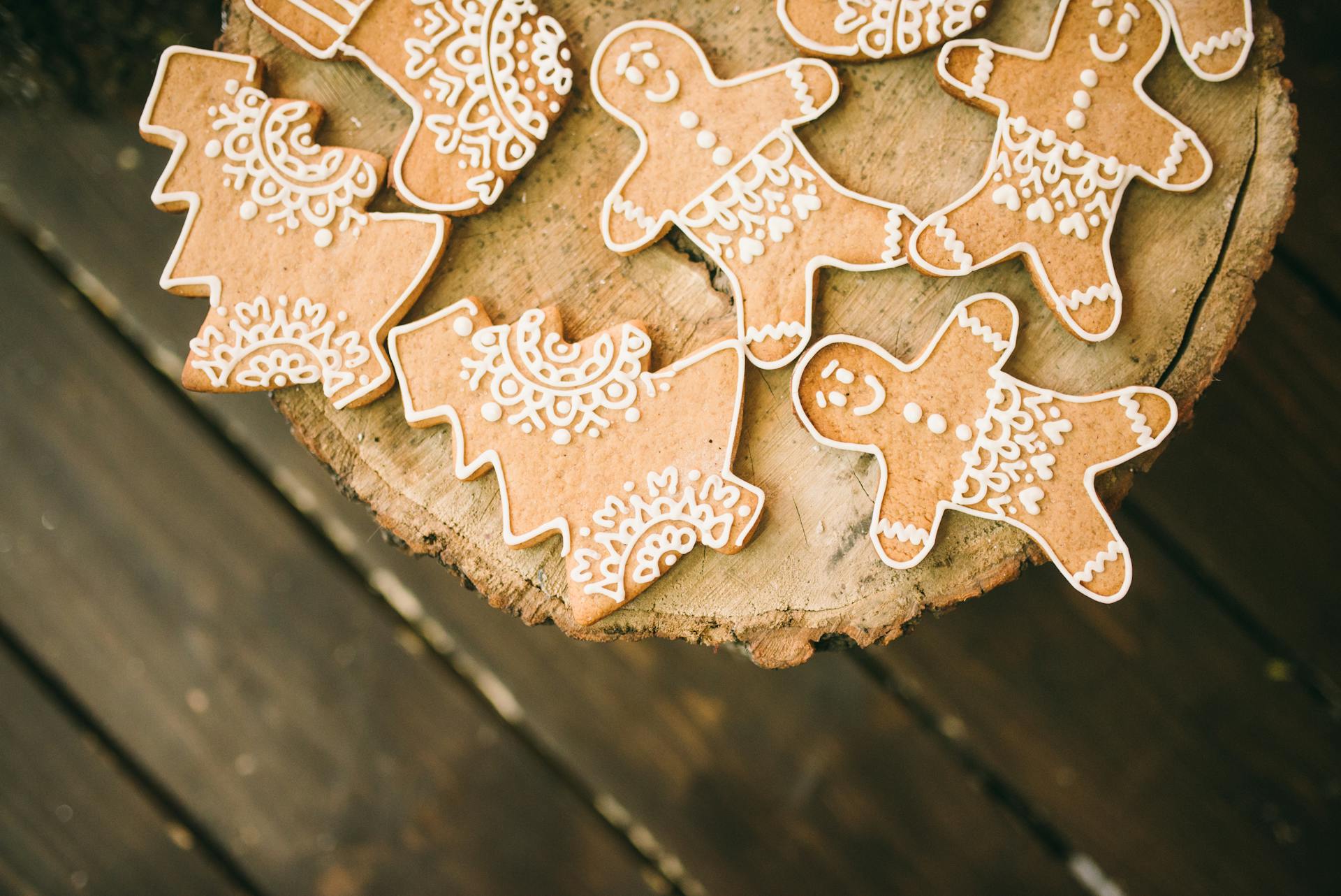 A Gingerbread Cookies on a Wooden Surface