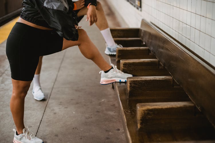 Legs Of Man And Woman Exercising