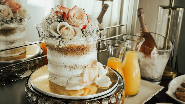 Buffet With Elaborate Cake