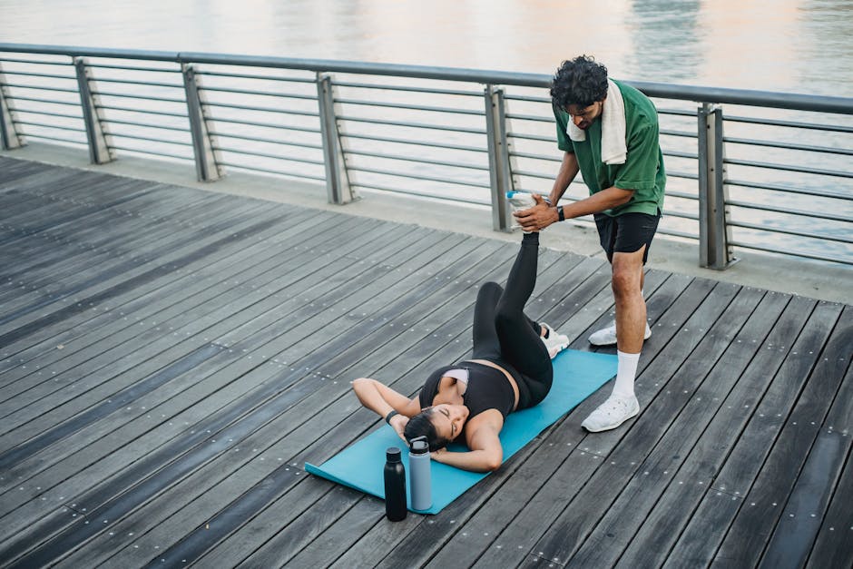 woman man exercising outdoors