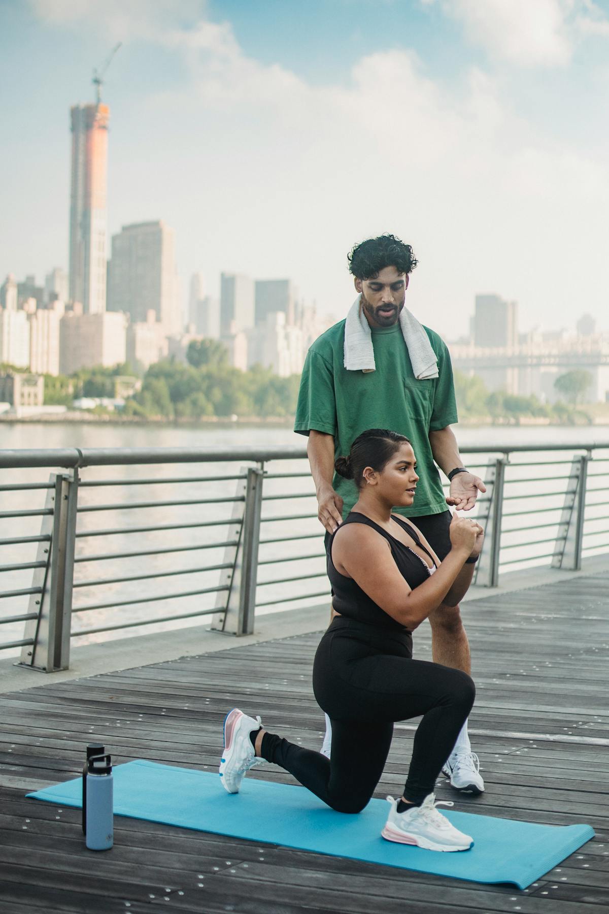 Before and after concept of a person sitting at a desk versus walking outside
