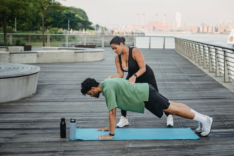 Man Doing Push Up On A Yoga Mat