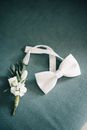 White Bow Tie on Black Textile
