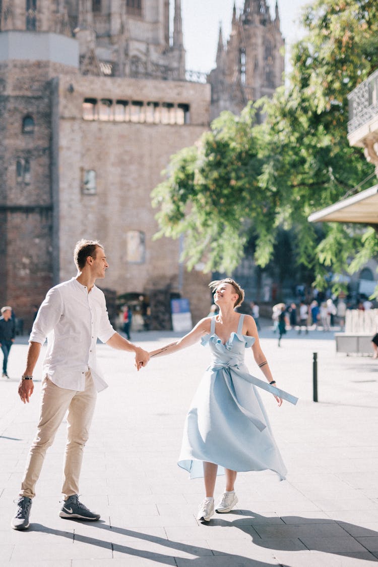 Couple Dancing On Public Square