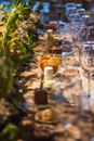 Clear Wine Glass on Brown Wooden Table