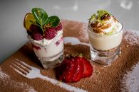 Strawberry and White Cream on Clear Glass Cup