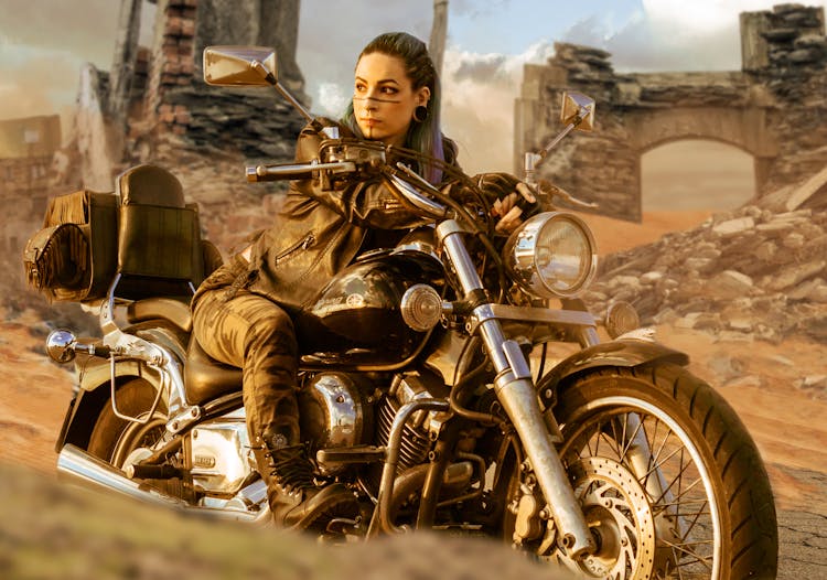 Woman Riding A Motorcycle