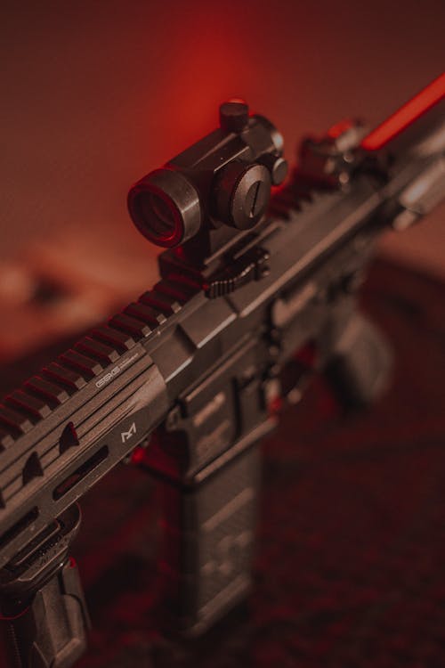 Free Black and Silver Rifle With Scope Stock Photo