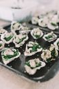 Green Vegetable on Black Rectangular Tray