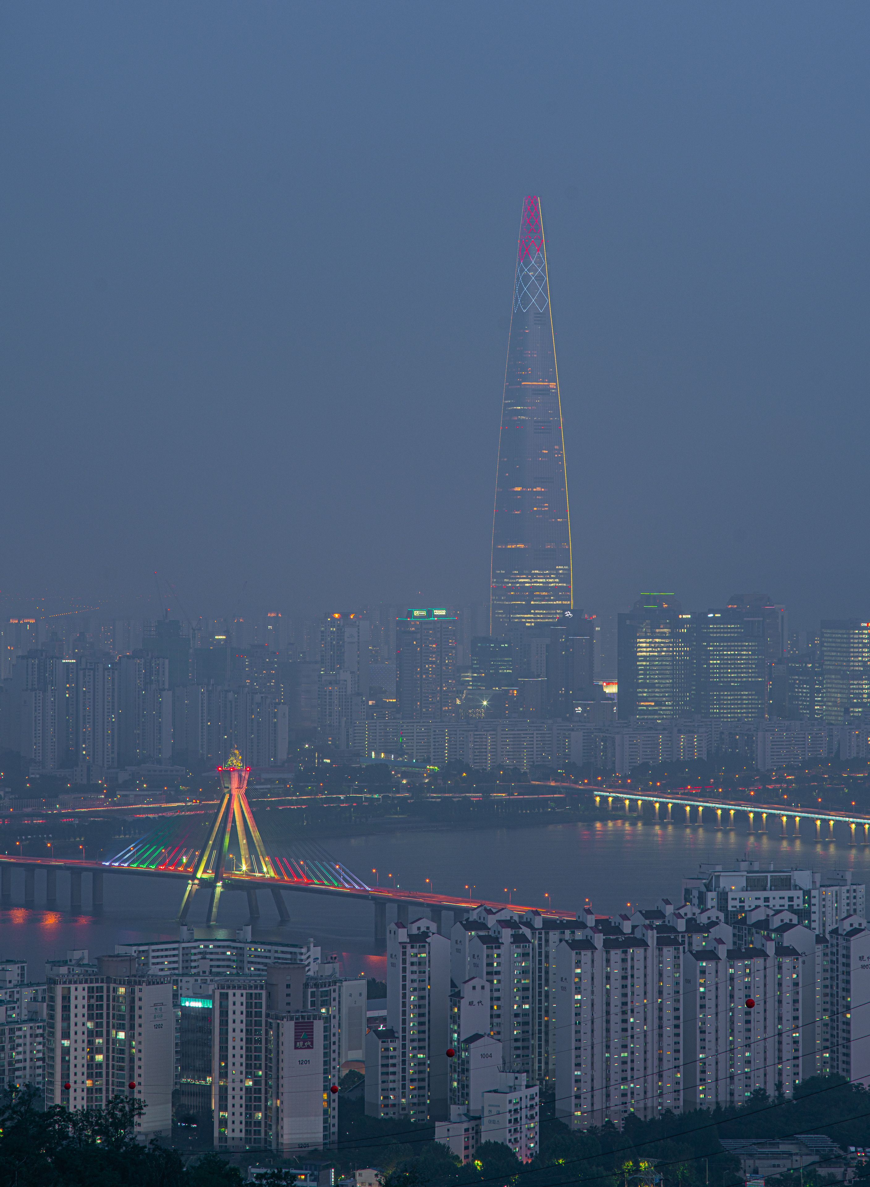 免費 黃昏時的首爾城市景觀  圖庫相片