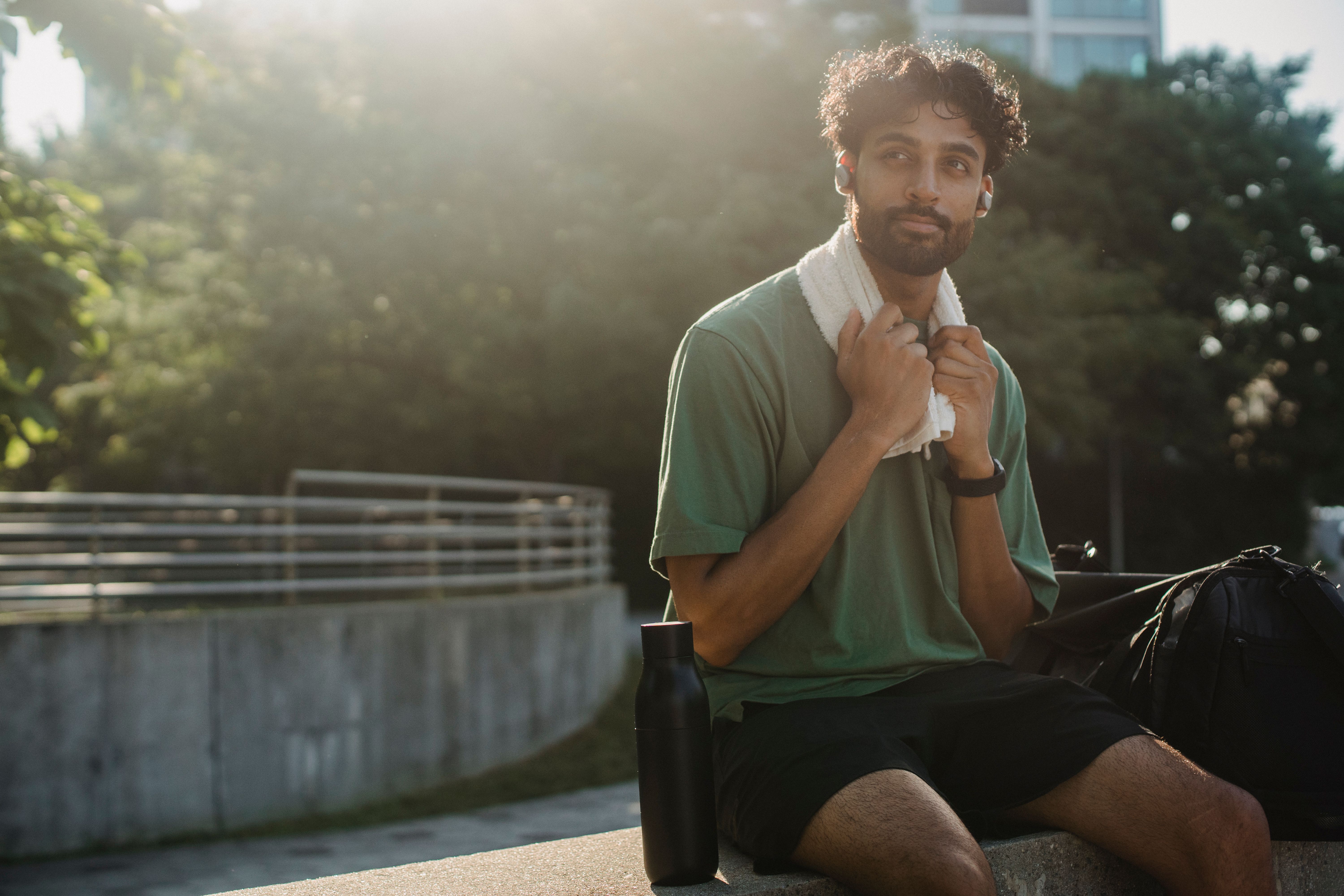 healthy man exercising morning