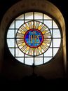 Blue Yellow and Red Round Stained Glass
