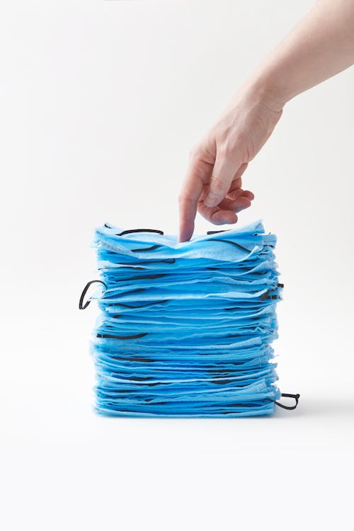 Stack of Blue Face Masks