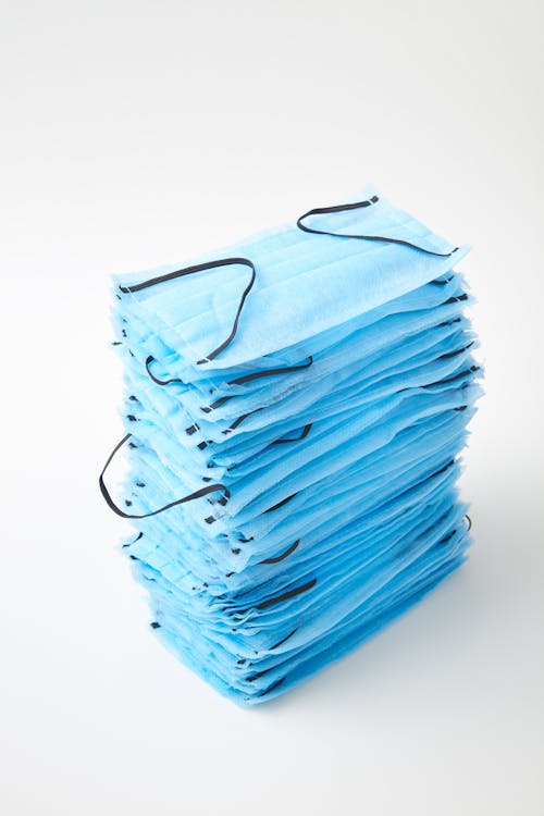 Stack of Blue Face Masks