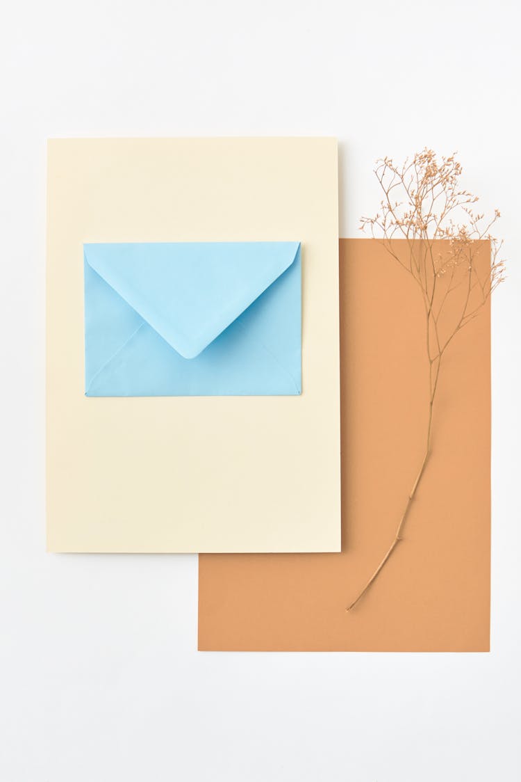 Studio Shot Of Stationery With A Blue Envelope