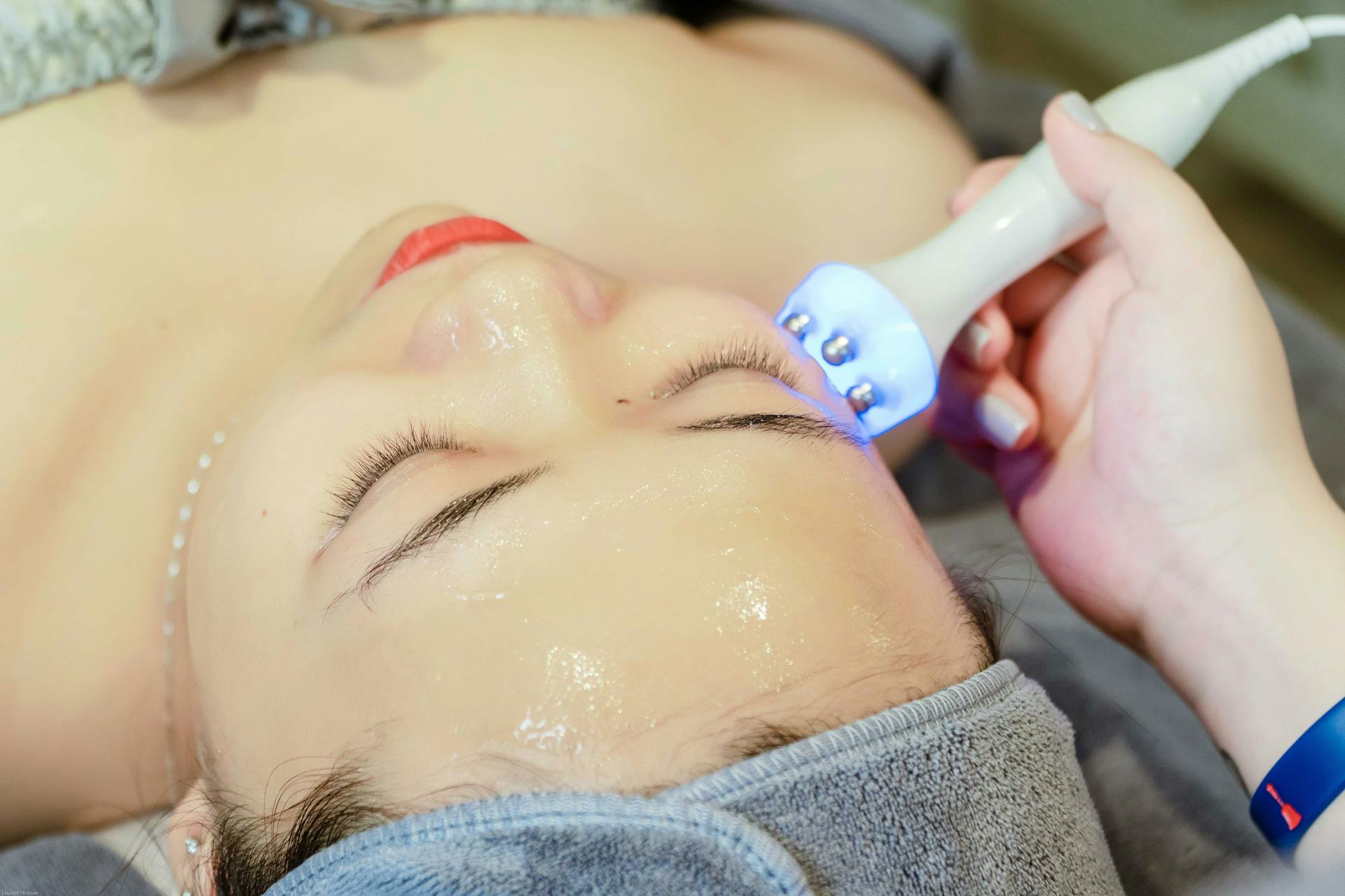 Close-up of Woman Having Ultrasonic Skin Treatment in Salon