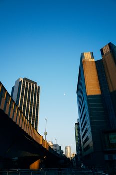 黄金时段的东京，展示了令人惊叹的城市景观，摩天大楼与城市建筑尽收眼底