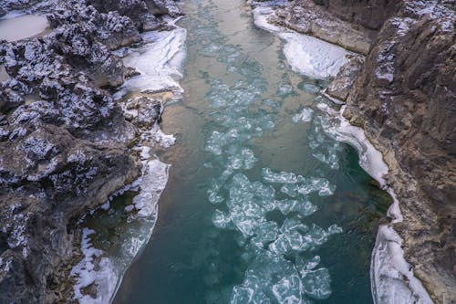 High Angle View of a Frozen River 