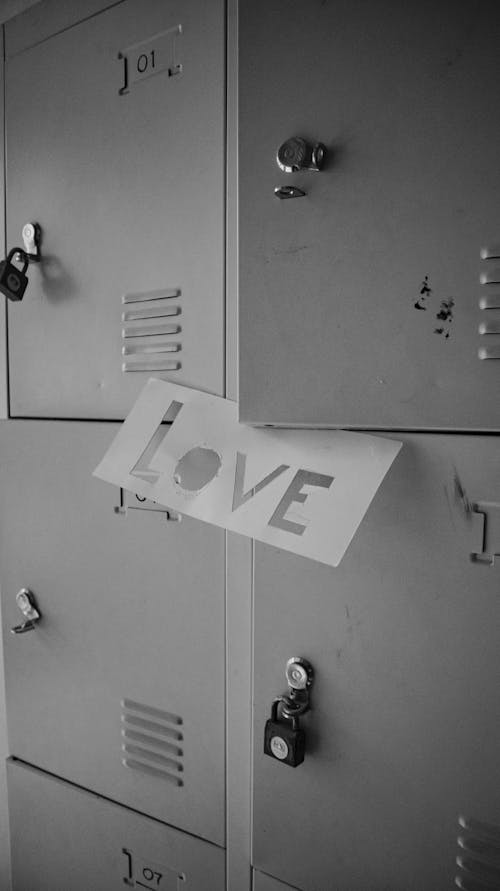 Love Sign against School Lockers