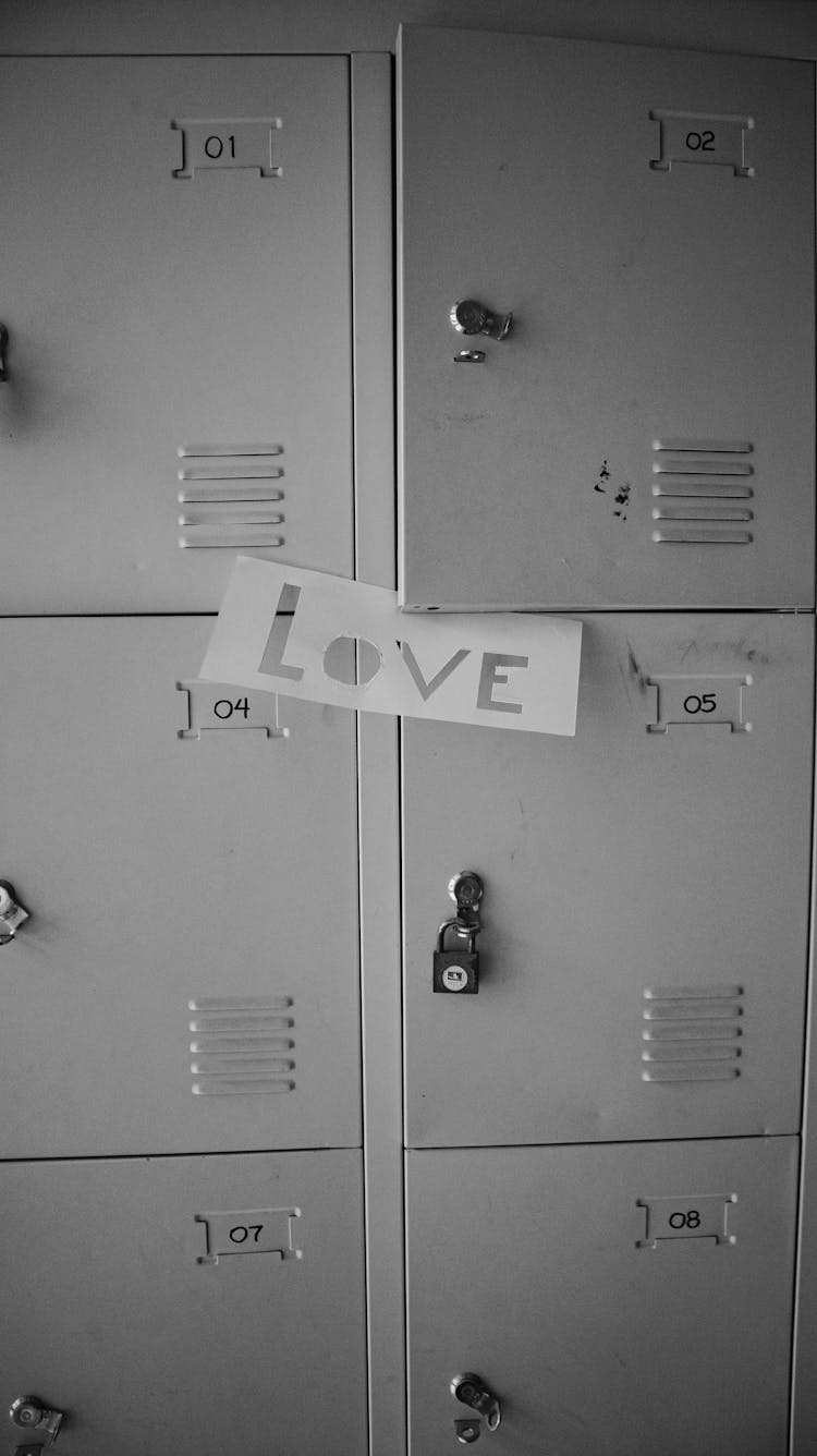 White Lockers And A Cutout Paper